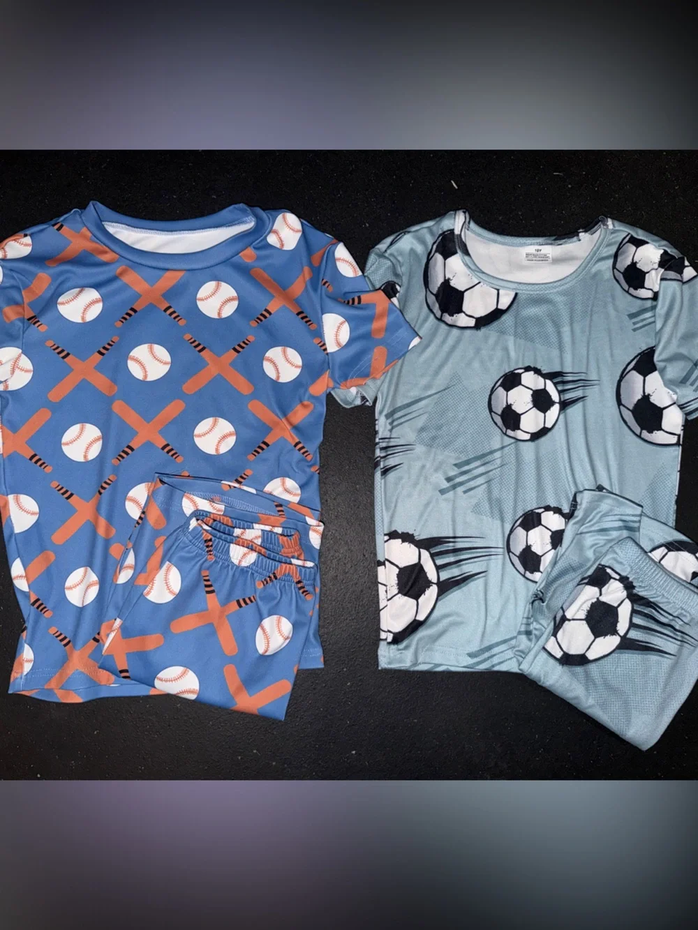 Kids Sports Pajama Set - Blue Baseball & Light Blue Soccer Prints